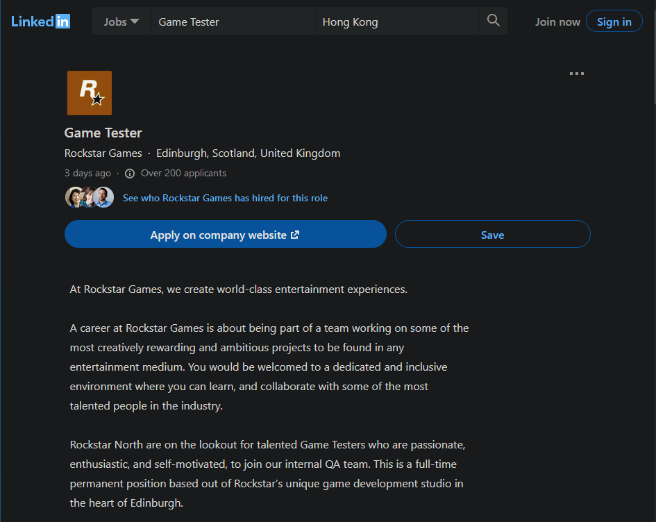 R星招募新游戏测试员引热议 《GTA6》或在开发中