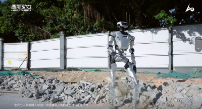 逐际动力晒人形机器人LimX Oli建筑工地行走,秀复