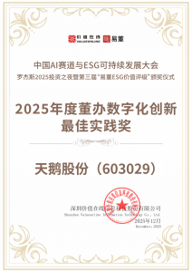 天鹅股份荣获2025年度“董办数字化创新最佳实践