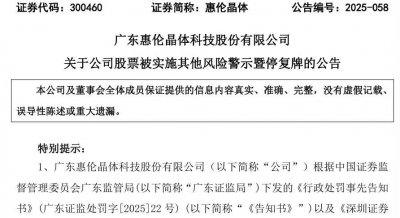 年报虚假记载!300460,停牌一天,12月11日起被“