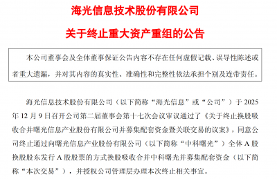 5000亿市值国产CPU巨头海光信息终止重大资产重组