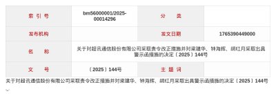 超讯通信被责令改正，涉收入核算不准确等