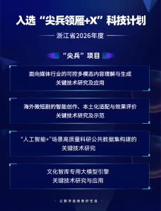 浙数文化旗下四大项目入选浙江省2026年度“尖兵