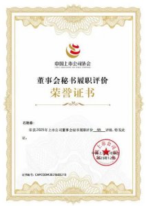 镇洋发展董事会秘书荣获中上协董秘履职4A评级