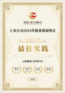 云南铜业荣获“上市公司2024年报业