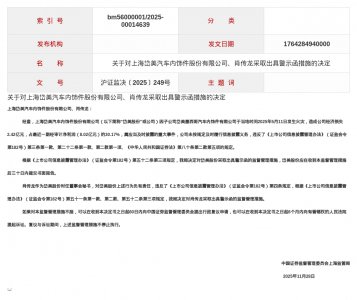上海岱美股份被出具警示函，涉信息披露违规