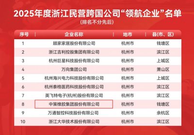 中策橡胶连续三年蝉联浙江本土民营跨国公司“