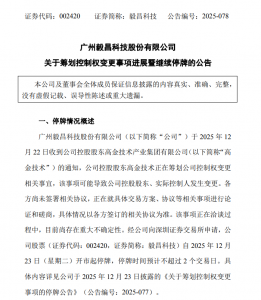 毅昌科技：公司控制权变更事项正在洽谈中，股