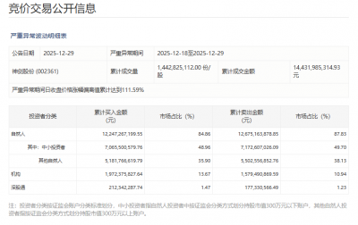 深交所：神剑股份近8个交易日获自然人买入占比