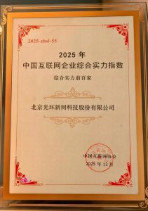 光环新网上榜 “2025中国互联网综合实力前百家企