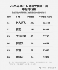 谁拿走最多大模型项目?2025年中标排行榜出炉,