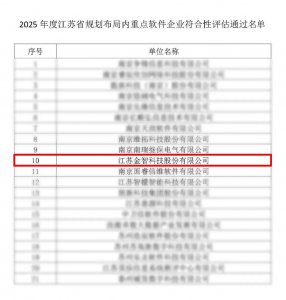金智科技荣获江苏省规划布局内重点软件企业等