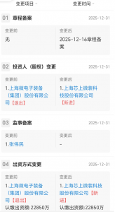 上海微电子，最新资本运作