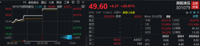 2.52亿元机构资金抢筹!301079,“20CM”×2