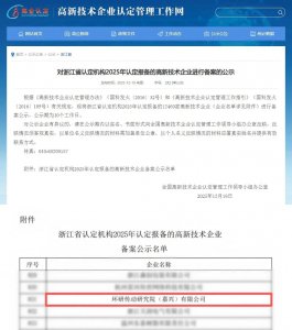 双环研究院顺利通过国家高新技术企业认定
