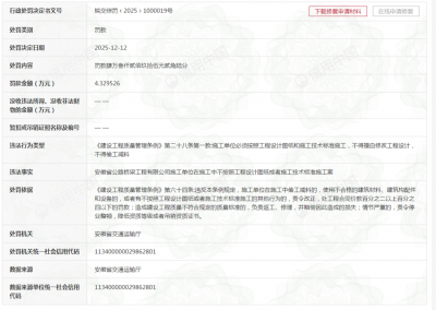 安徽建工公路桥梁建设集团有限公司违规被罚