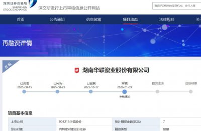华瓷股份不超7亿元定增获深交所通过 中原证券建