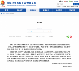 上海市税务部门依法对“拼多多”作出处罚