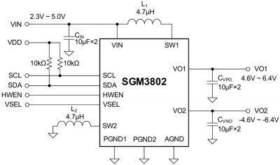 圣邦微电子推出SGM3802：正/负双输出300mA LCD偏置电