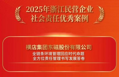 横店东磁入选2025年浙江民营企业社
