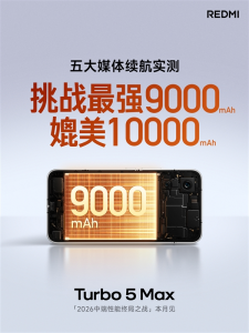 REDMI Turbo 5 Max首发迄今最大小米金沙江电池：重度
