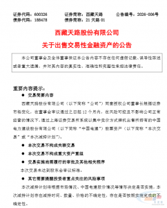 西藏天路将出售4000多万股中国电建股票