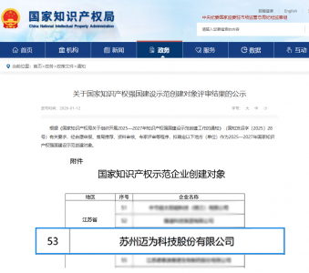 新增国家级认可！迈为股份获选“国家知识产权