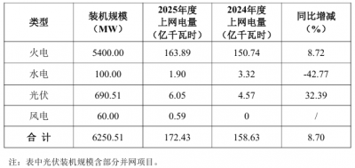 赣能股份：2025年装机规模达6250.5