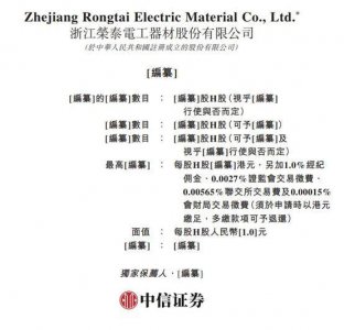 新能源云母复合材料供应商浙江荣泰递表港交所