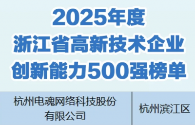 电魂网络荣登2025浙江高企创新500强，数字文娱创
