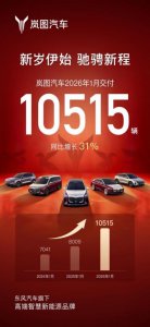 岚图汽车1月交付10515辆 同比增31%