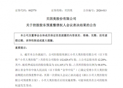 贝因美控制权或将生变：高比例质