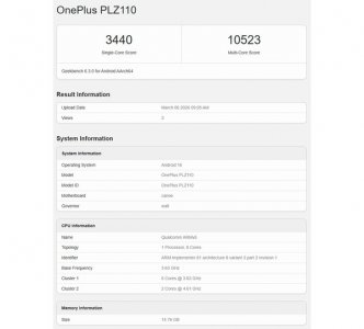 疑似一加15T现身Geekbench数据库：搭