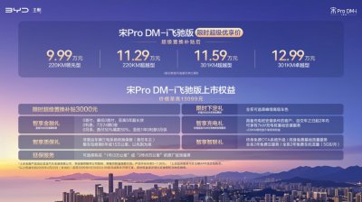 比亚迪宋Pro DM-i飞驰版上市：纯电续航最高301km，