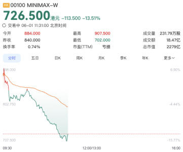 MiniMax启动A股IPO，今日港股股价下跌