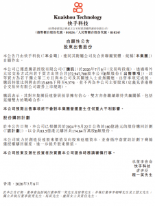 腾讯减持快手2.73亿股 退出主要股东行列