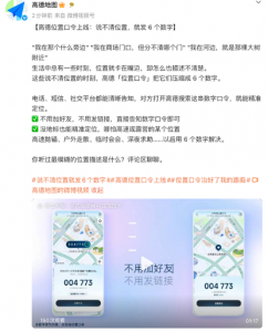 高德“位置口令”上线：说不清位置就发6个数字