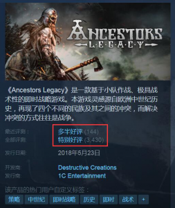 “特别好评”即时战略游戏《祖先遗产》发布免