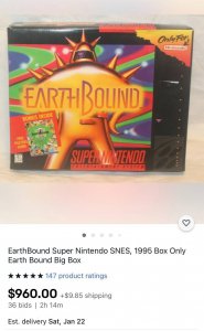 买噶的！SFC《地球冒险2》游戏包装盒在eBay拍出天