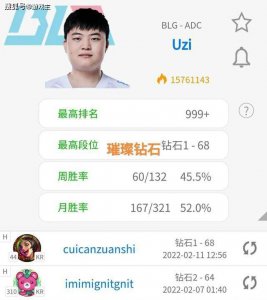 韩服更改ID璀璨钻石！Uzi连续替补五场比赛后 心