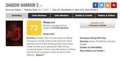 《影子武士3》斩获IGN7分评价 没有太多创新但战