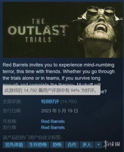 Steam周销榜出炉 恐怖游戏《逃生：试炼》卫冕 稳