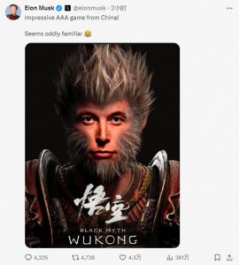 城会玩！玩家创作《黑神话》“天命人”马斯克