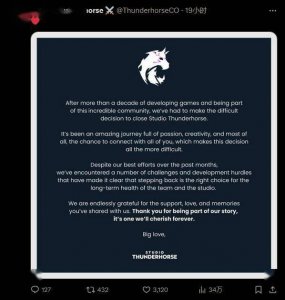 成立十年3款游戏 独立工作室Thunderhorse宣布即将关