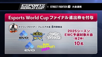 《街头霸王6》入选2025电竞世界杯 EWC冠军小孩直